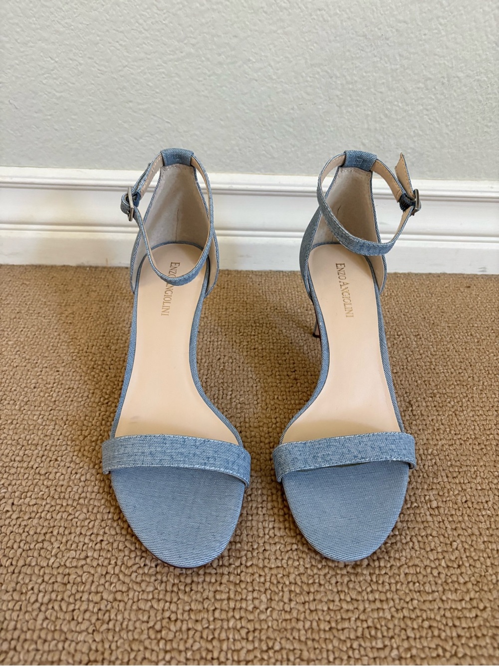 NEW Enzo Angiolini Blue Denim-style Ankle-Strap Sandals, Size 9